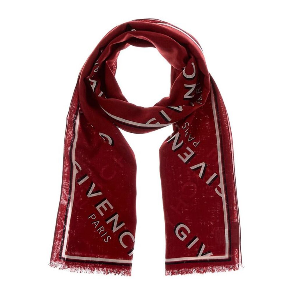 Givenchy Shadow Wool & Silk-Blend Scarf, Red